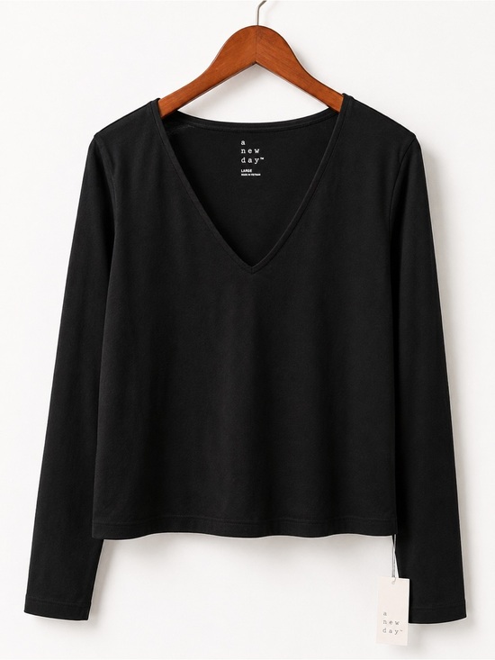 a new day Tops - A New Day Black Long Sleeve V-Neck Top NWT | Size Large